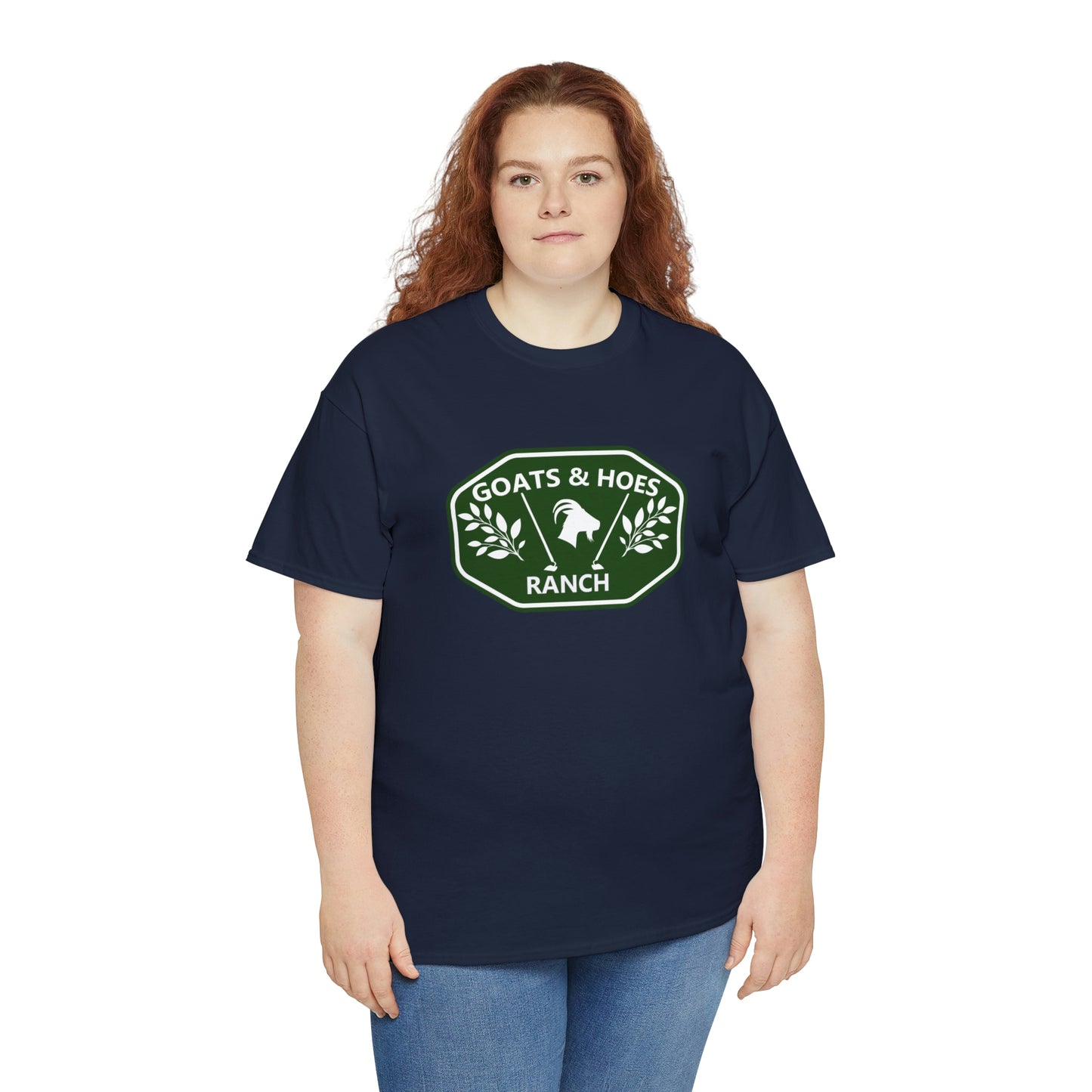 "Goats & Hoes Ranch" One Sided Unisex Heavy Cotton Tee - Printed on Front