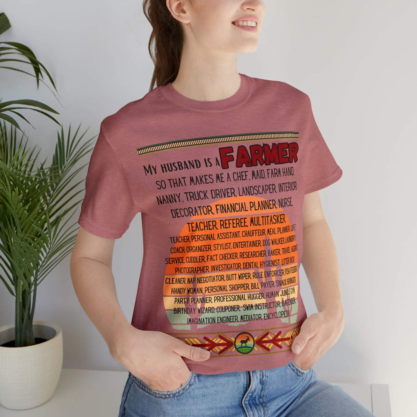 Farmer's Wife (Black Lettering) One Sided Unisex Jersey Short Sleeve Tee (Printed on Front)