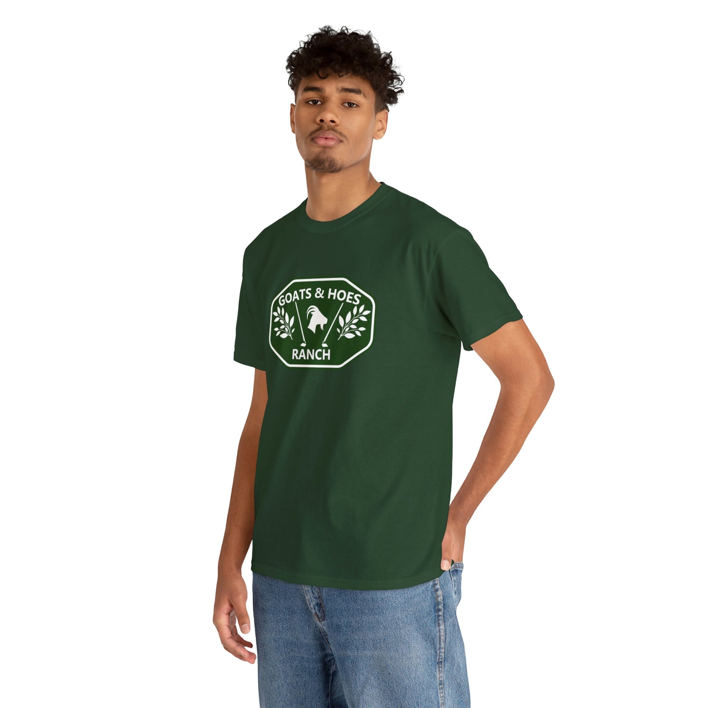 "Goats & Hoes Ranch" One Sided Unisex Heavy Cotton Tee - Printed on Front