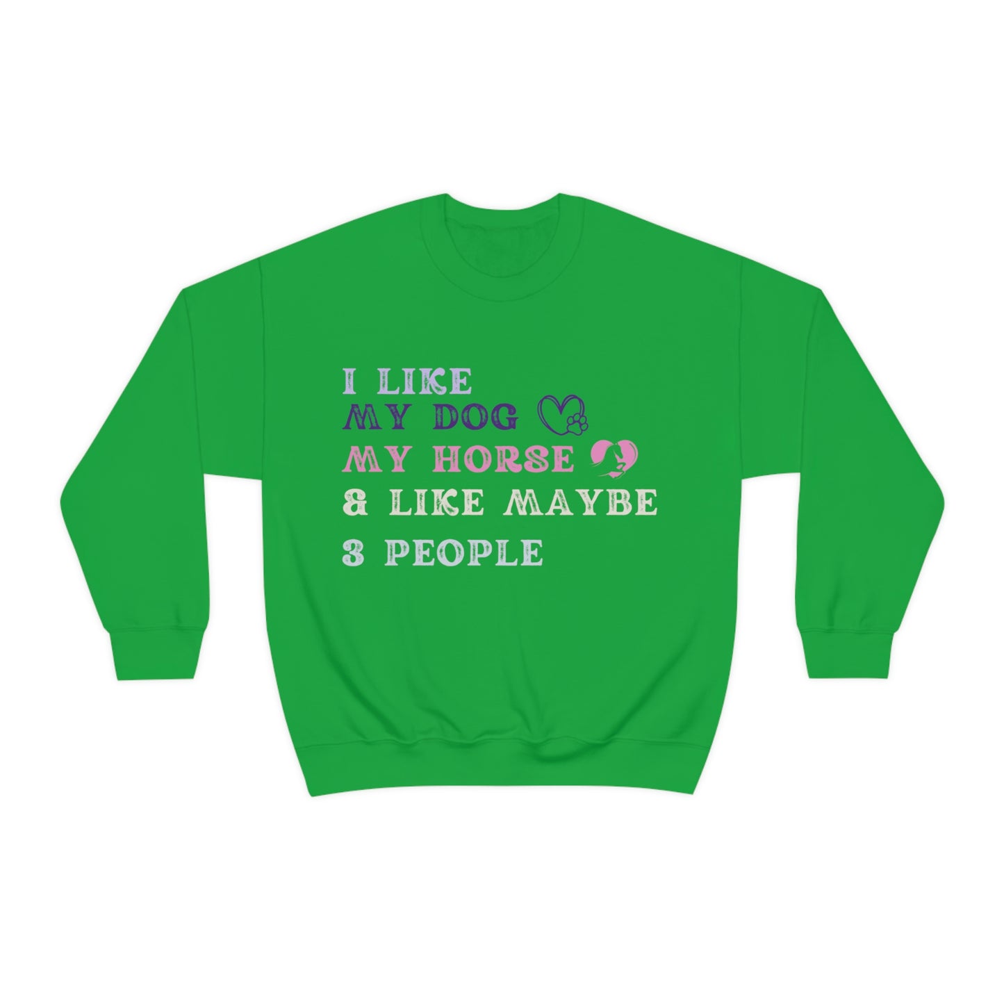 "Dog, Horse & 3 People" One Sided Unisex Heavy Blend™ Crewneck Sweatshirt (Printed on Front)