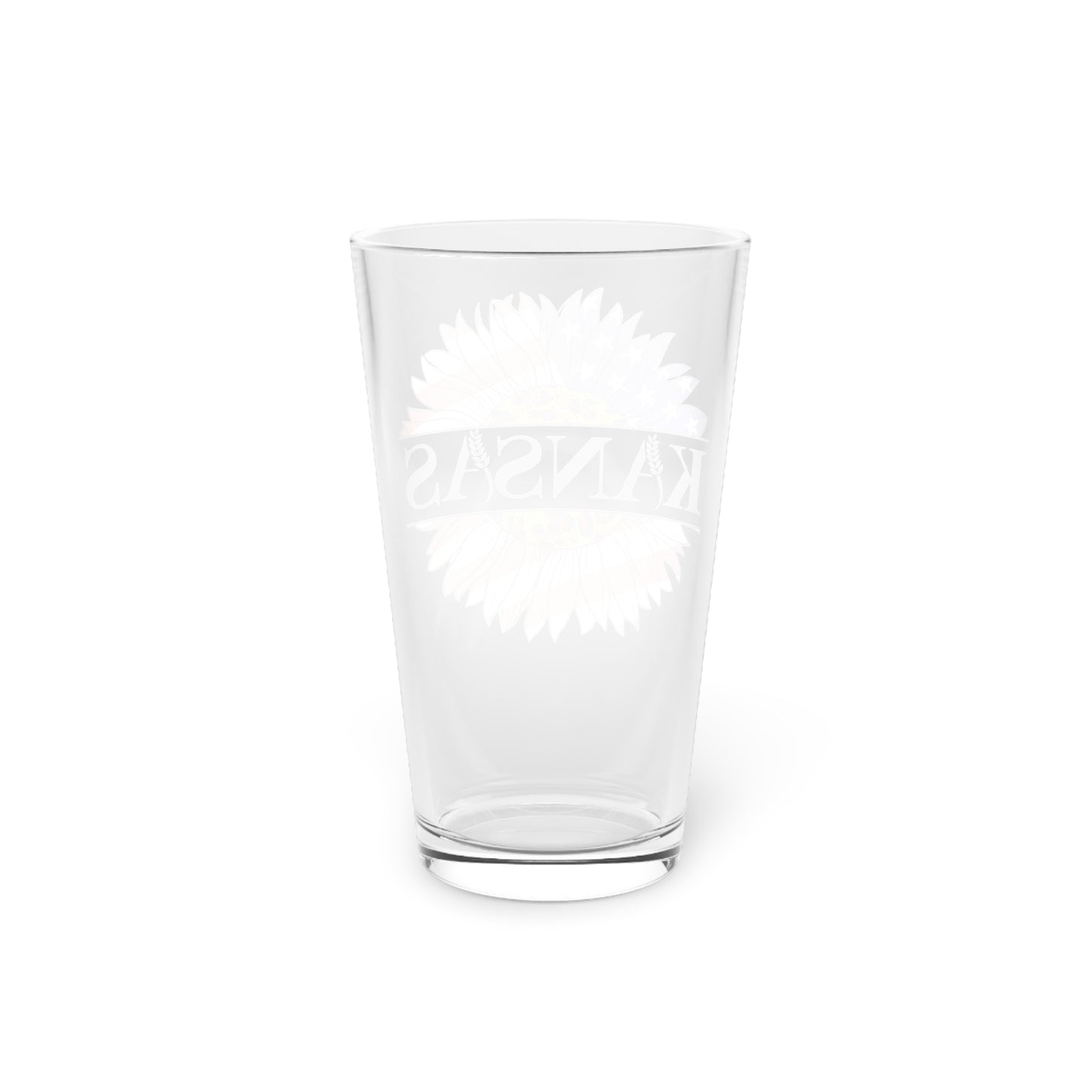 Kansas American Flag Colored Sunflower Pint Glass, 16oz