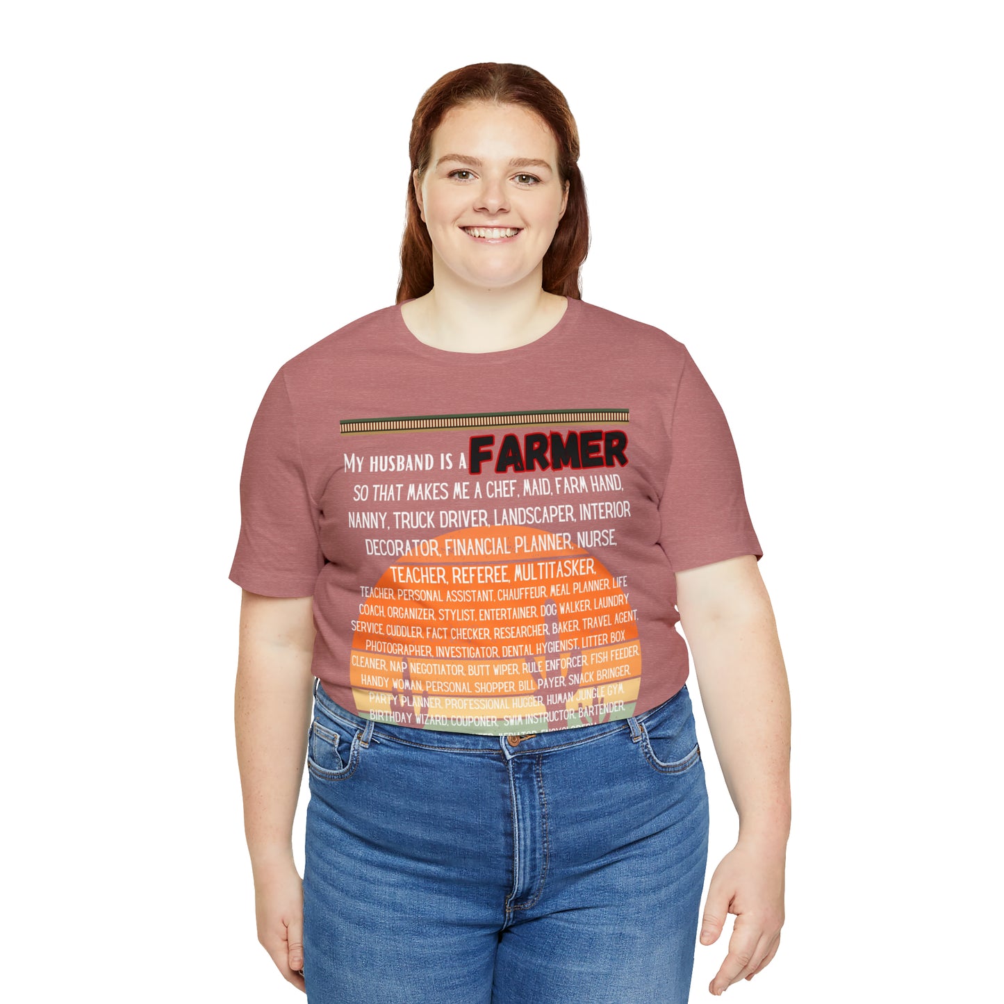 Farmer's Wife (Black Lettering) One Sided Unisex Jersey Short Sleeve Tee (Printed on Front)
