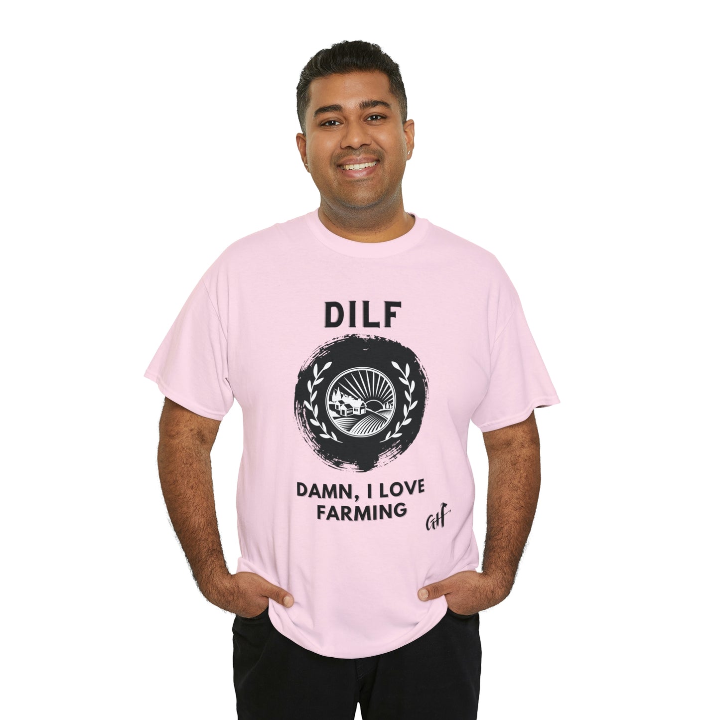"DILF" One Sided Unisex Heavy Cotton Tee- Printed on Front