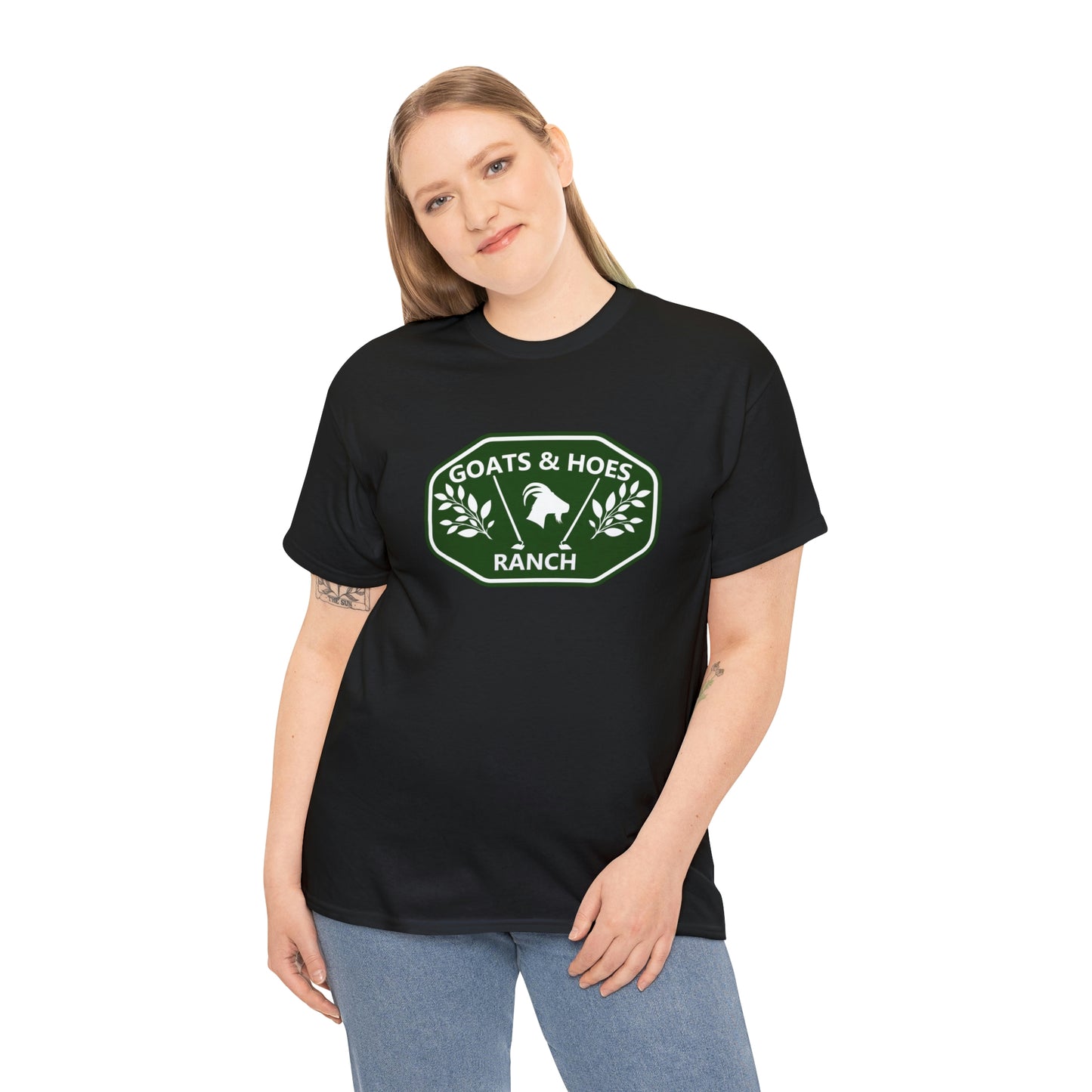 "Goats & Hoes Ranch" One Sided Unisex Heavy Cotton Tee - Printed on Front