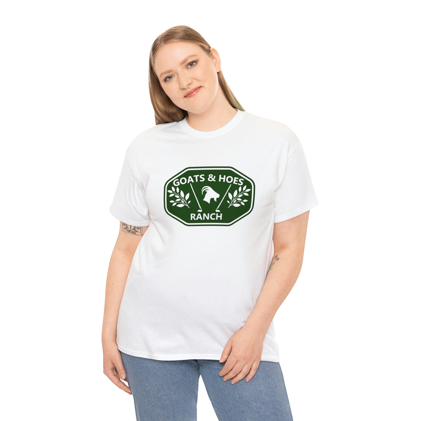 "Goats & Hoes Ranch" One Sided Unisex Heavy Cotton Tee - Printed on Front