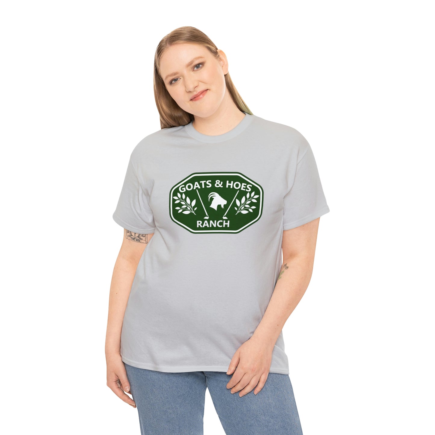 "Goats & Hoes Ranch" One Sided Unisex Heavy Cotton Tee - Printed on Front