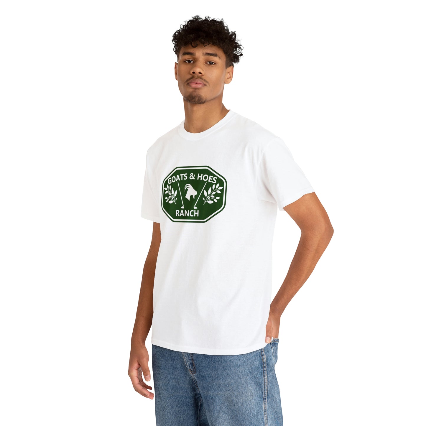 "Goats & Hoes Ranch" One Sided Unisex Heavy Cotton Tee - Printed on Front