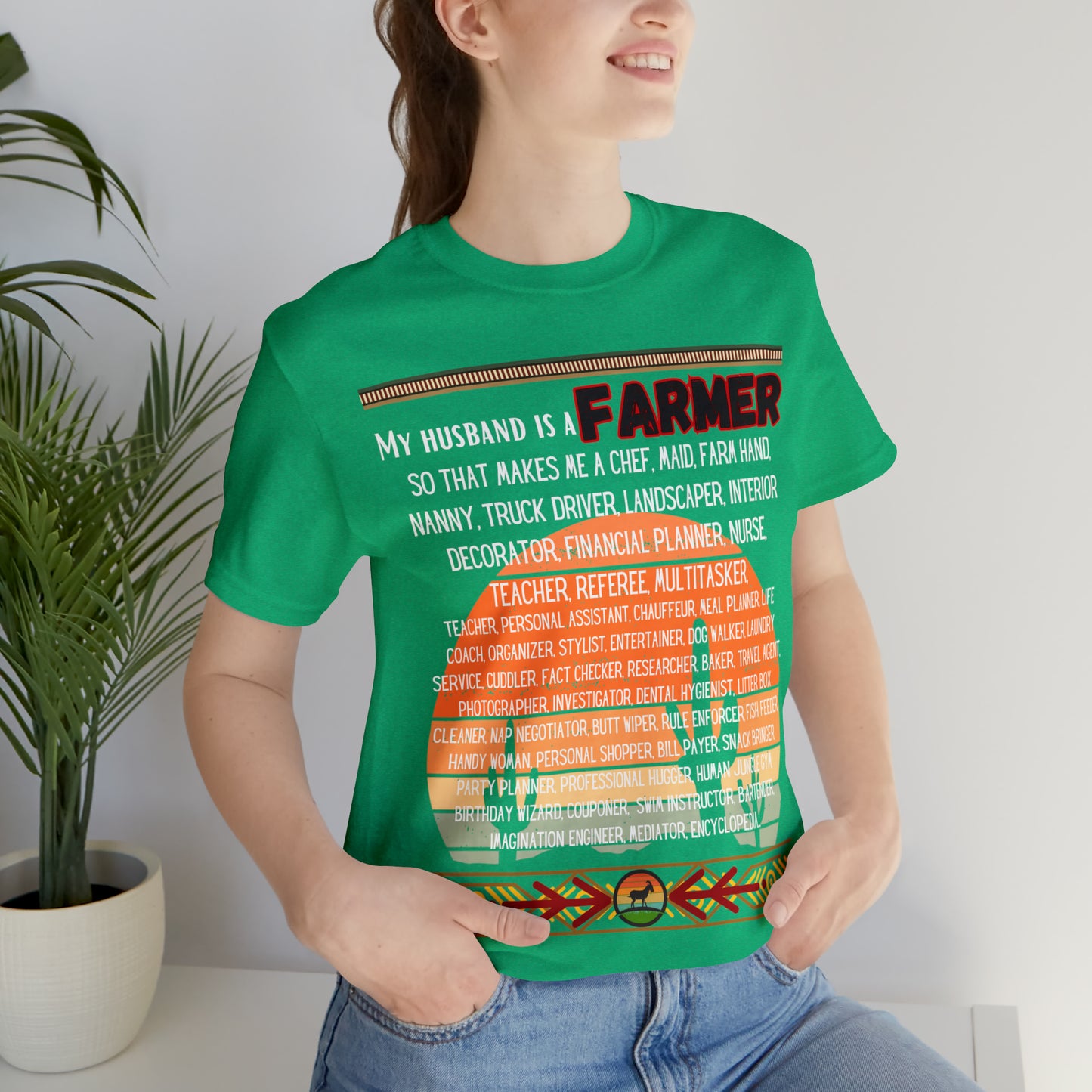 Farmer's Wife (Black Lettering) One Sided Unisex Jersey Short Sleeve Tee (Printed on Front)