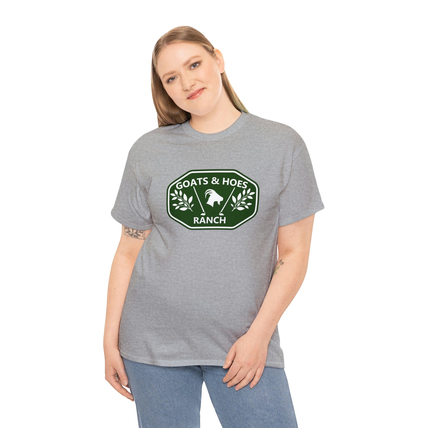 "Goats & Hoes Ranch" One Sided Unisex Heavy Cotton Tee - Printed on Front