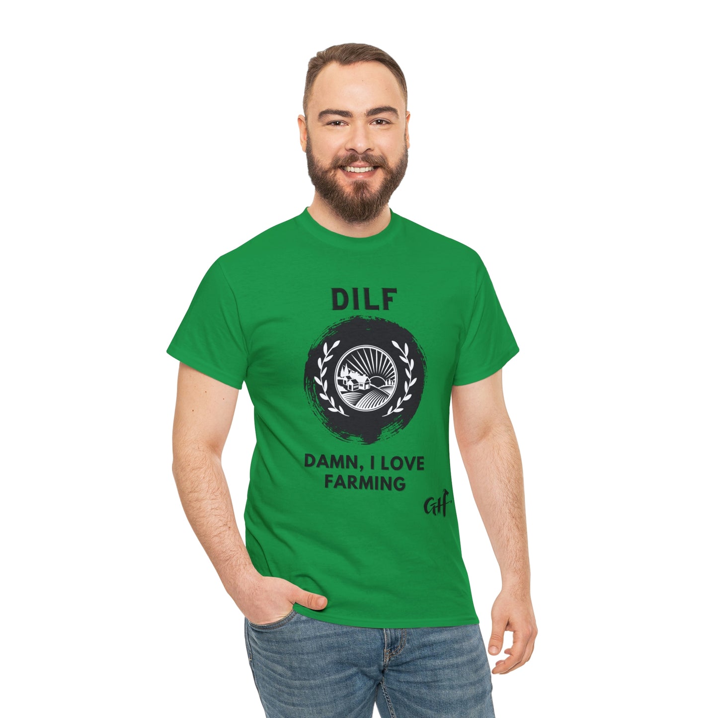 "DILF" One Sided Unisex Heavy Cotton Tee- Printed on Front