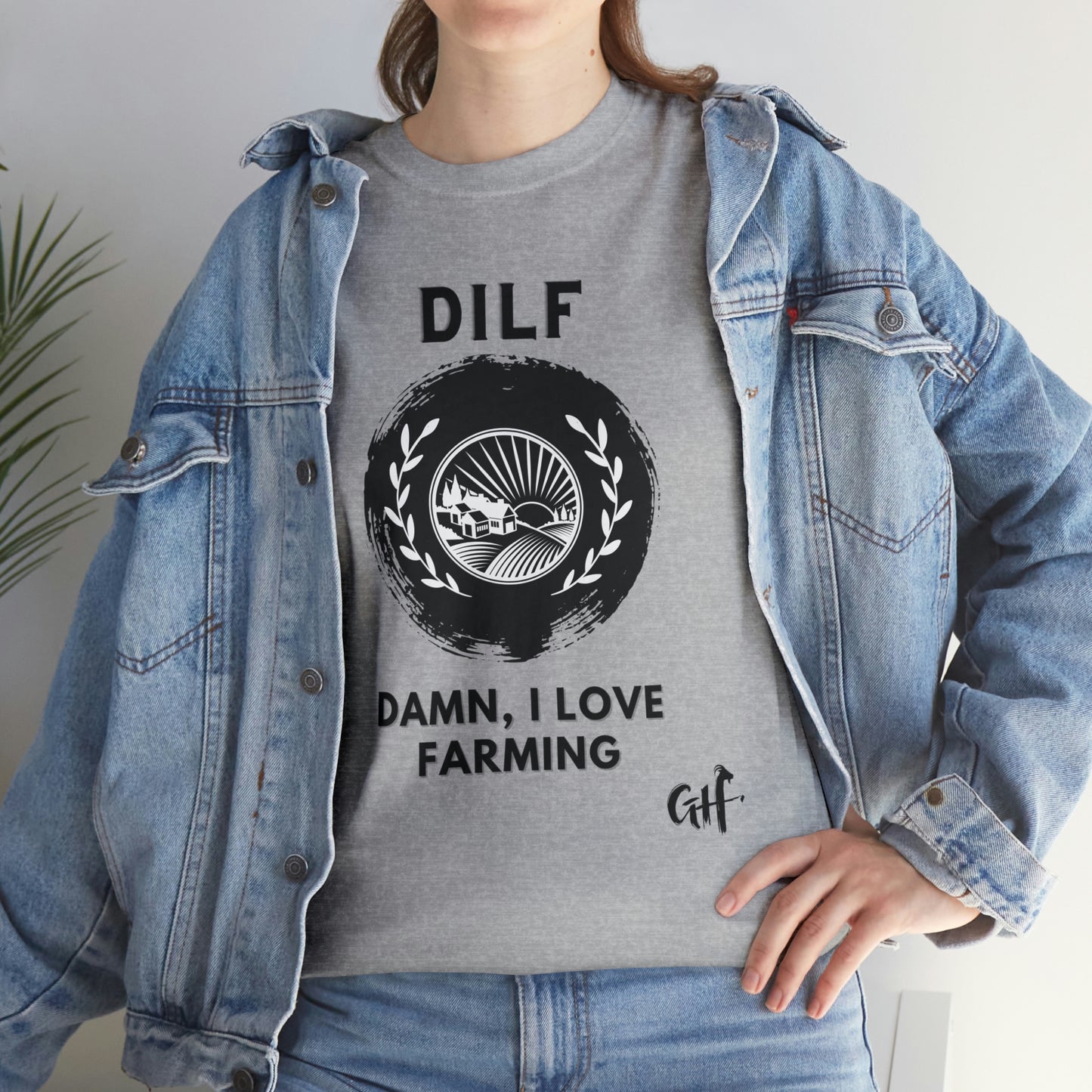 "DILF" One Sided Unisex Heavy Cotton Tee- Printed on Front