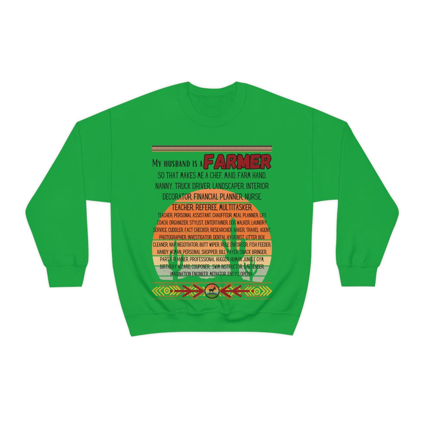 Farmer's Wife (Black Lettering) One Sided Unisex Heavy Blend™ Crewneck Sweatshirt (Printed on Front)