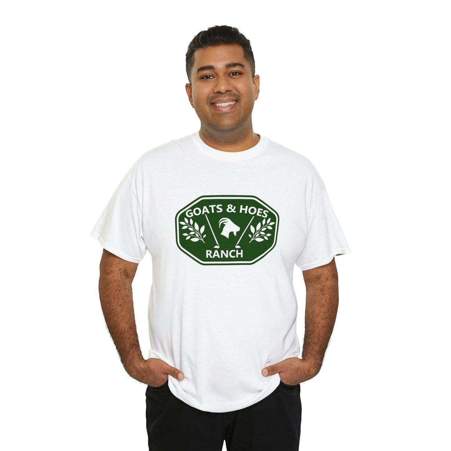 "Goats & Hoes Ranch" One Sided Unisex Heavy Cotton Tee - Printed on Front