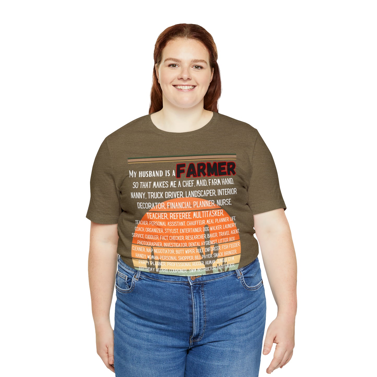 Farmer's Wife (Black Lettering) One Sided Unisex Jersey Short Sleeve Tee (Printed on Front)