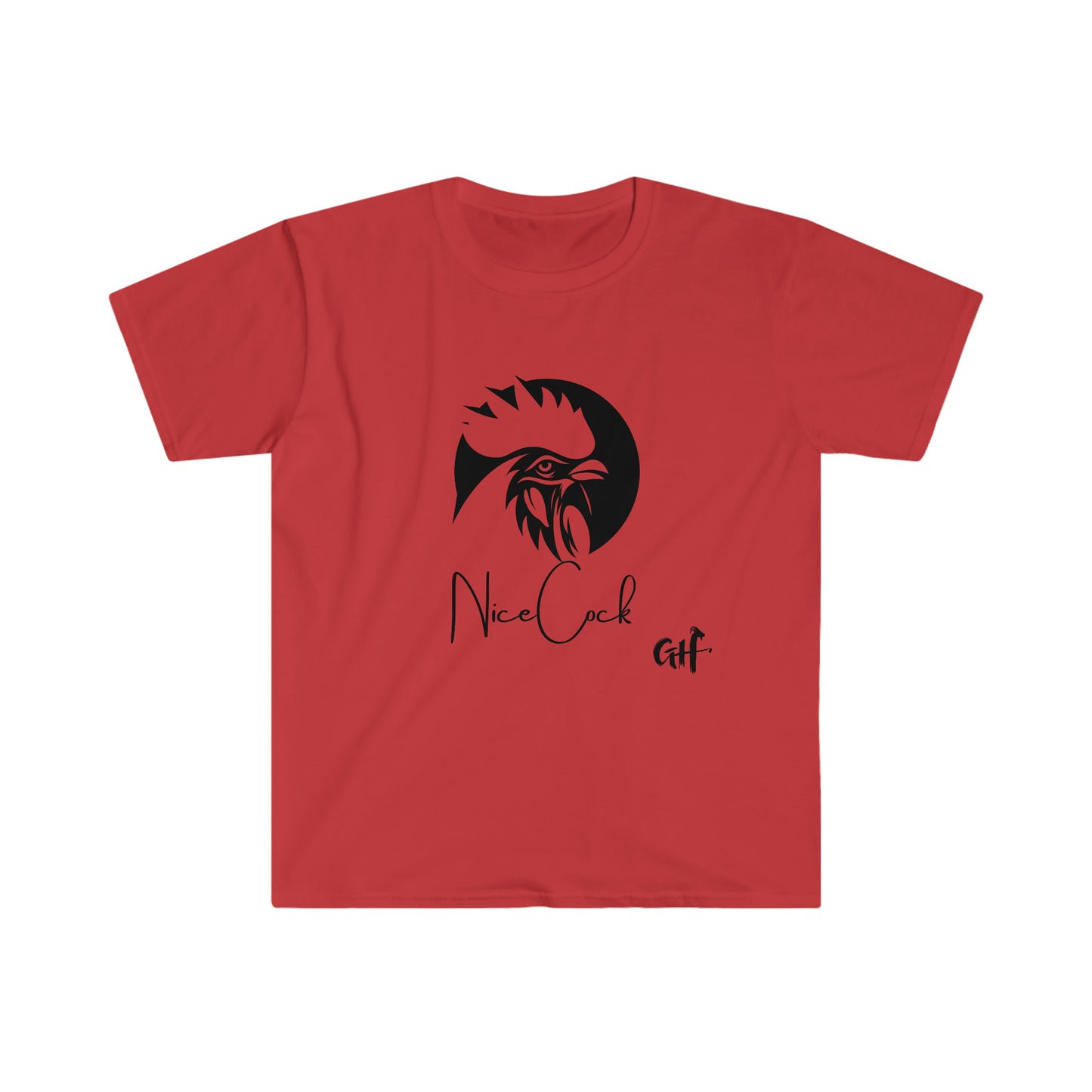 "Nice Cock" Rooster One Sided Unisex Softstyle T-Shirt - Printed on Front