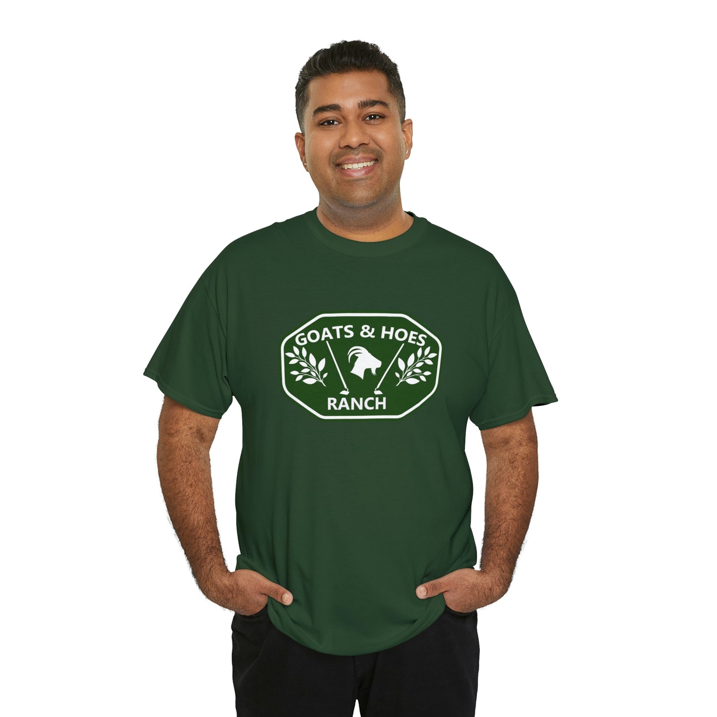 "Goats & Hoes Ranch" One Sided Unisex Heavy Cotton Tee - Printed on Front