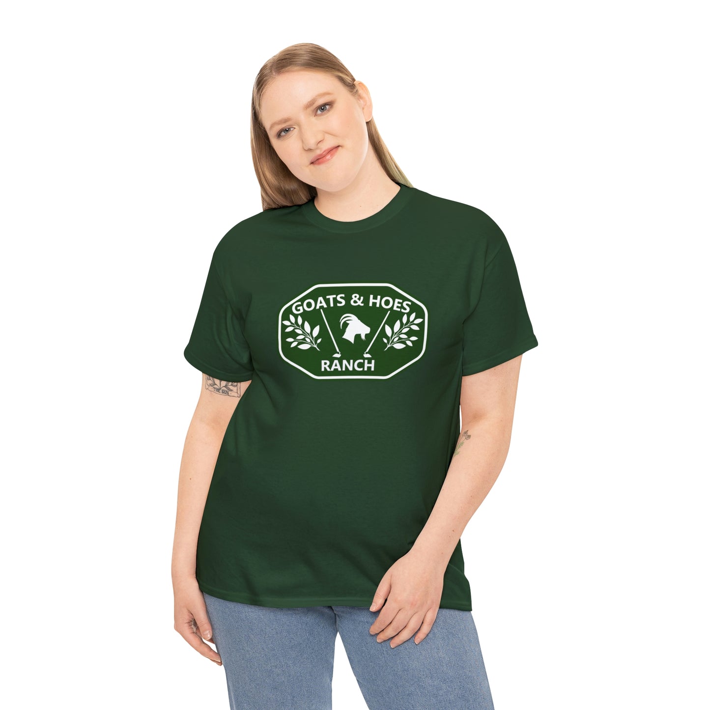 "Goats & Hoes Ranch" One Sided Unisex Heavy Cotton Tee - Printed on Front