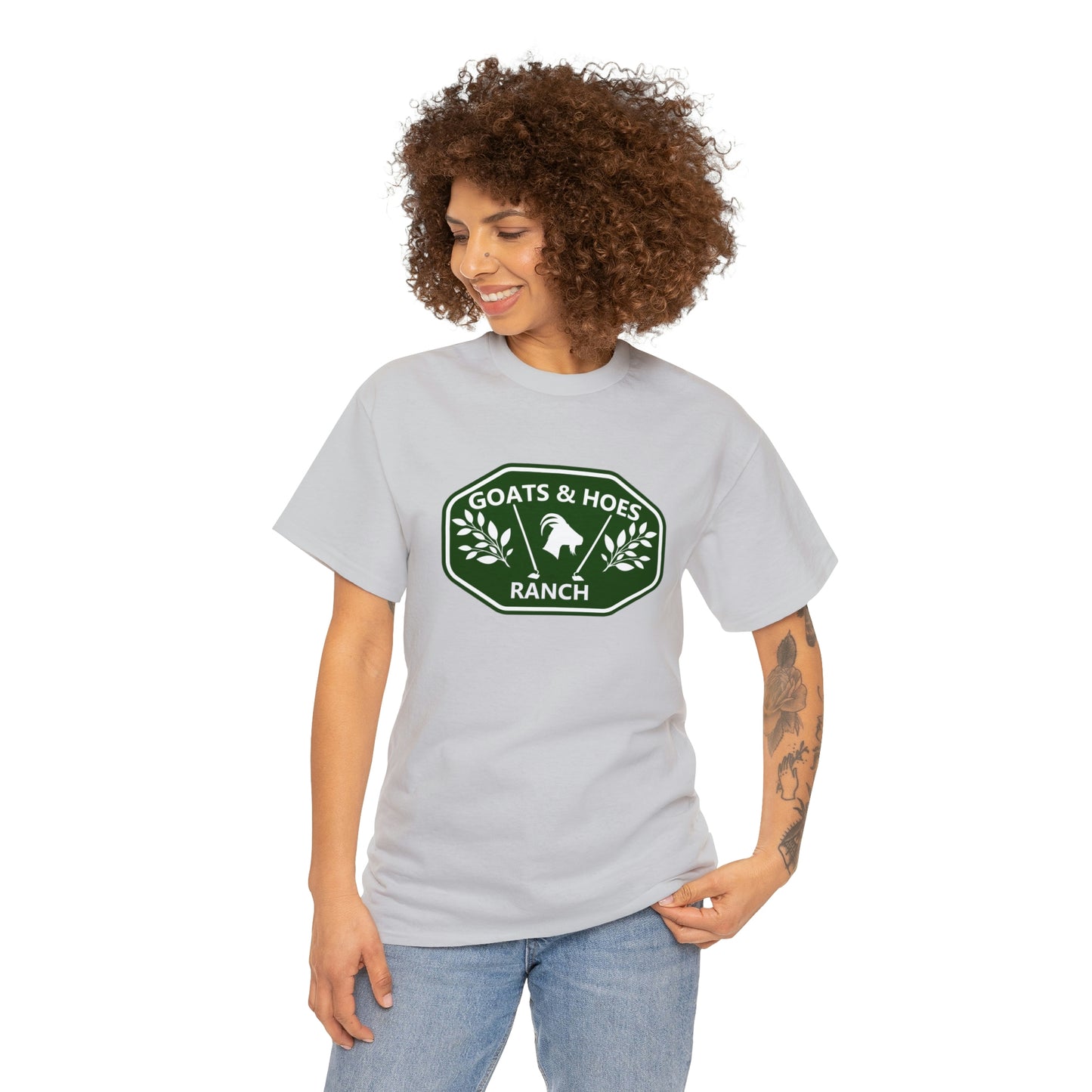 "Goats & Hoes Ranch" One Sided Unisex Heavy Cotton Tee - Printed on Front