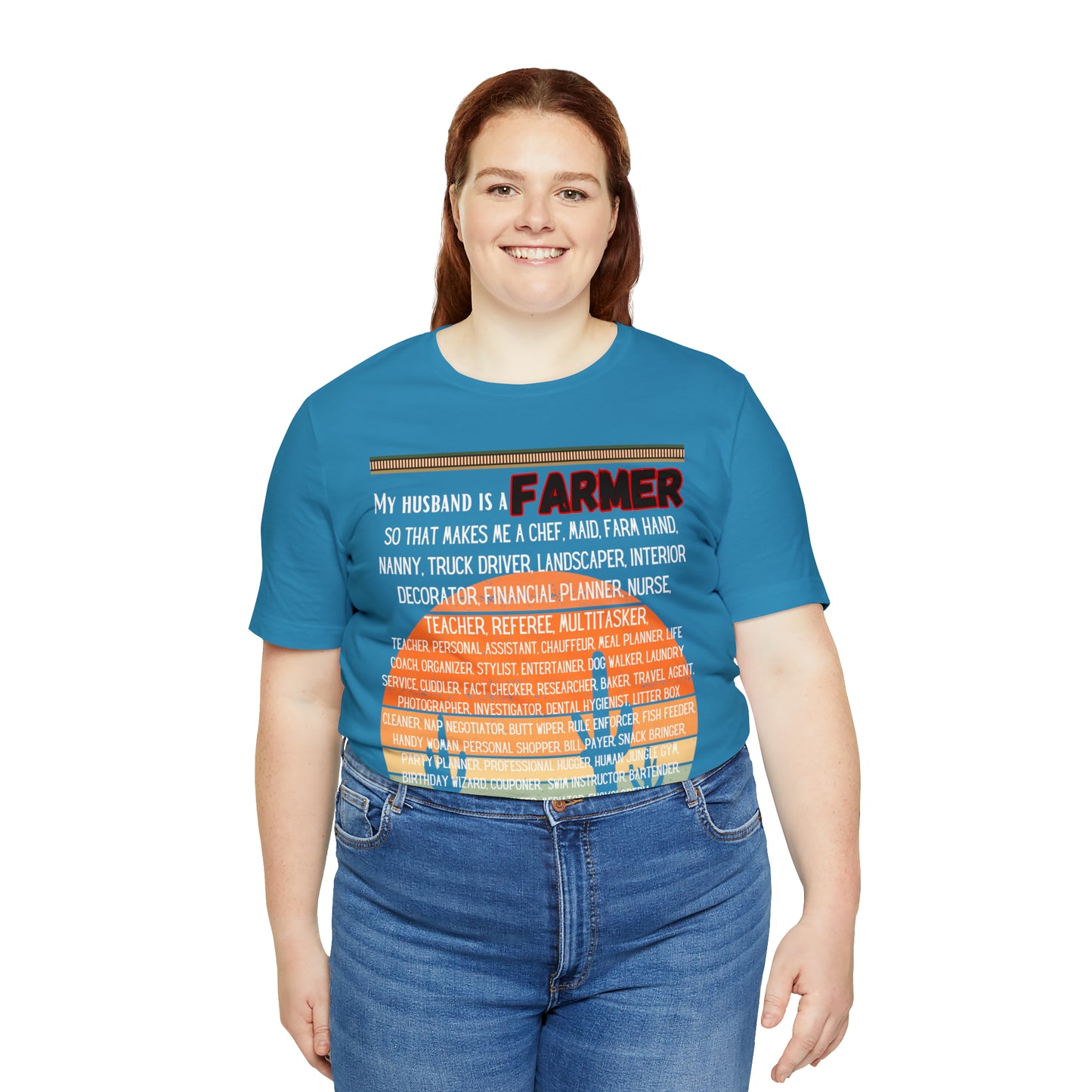 Farmer's Wife (Black Lettering) One Sided Unisex Jersey Short Sleeve Tee (Printed on Front)