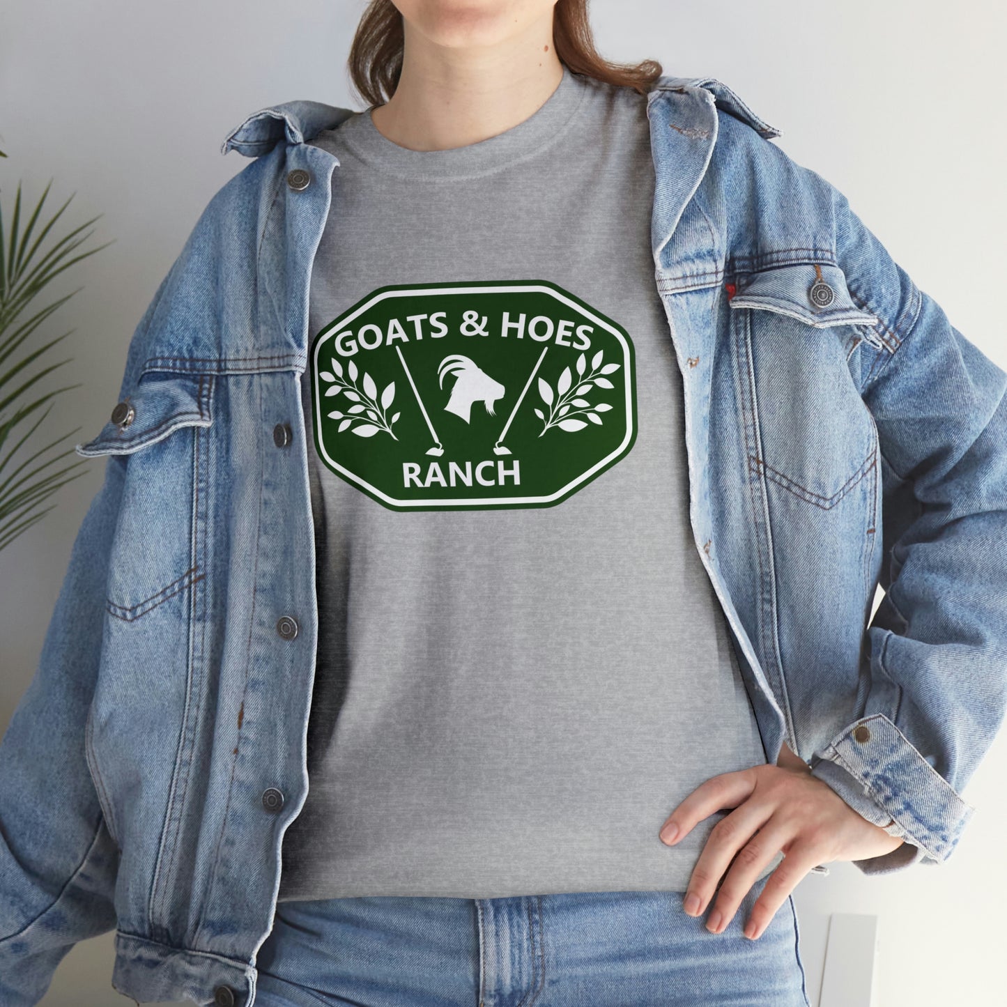 "Goats & Hoes Ranch" One Sided Unisex Heavy Cotton Tee - Printed on Front