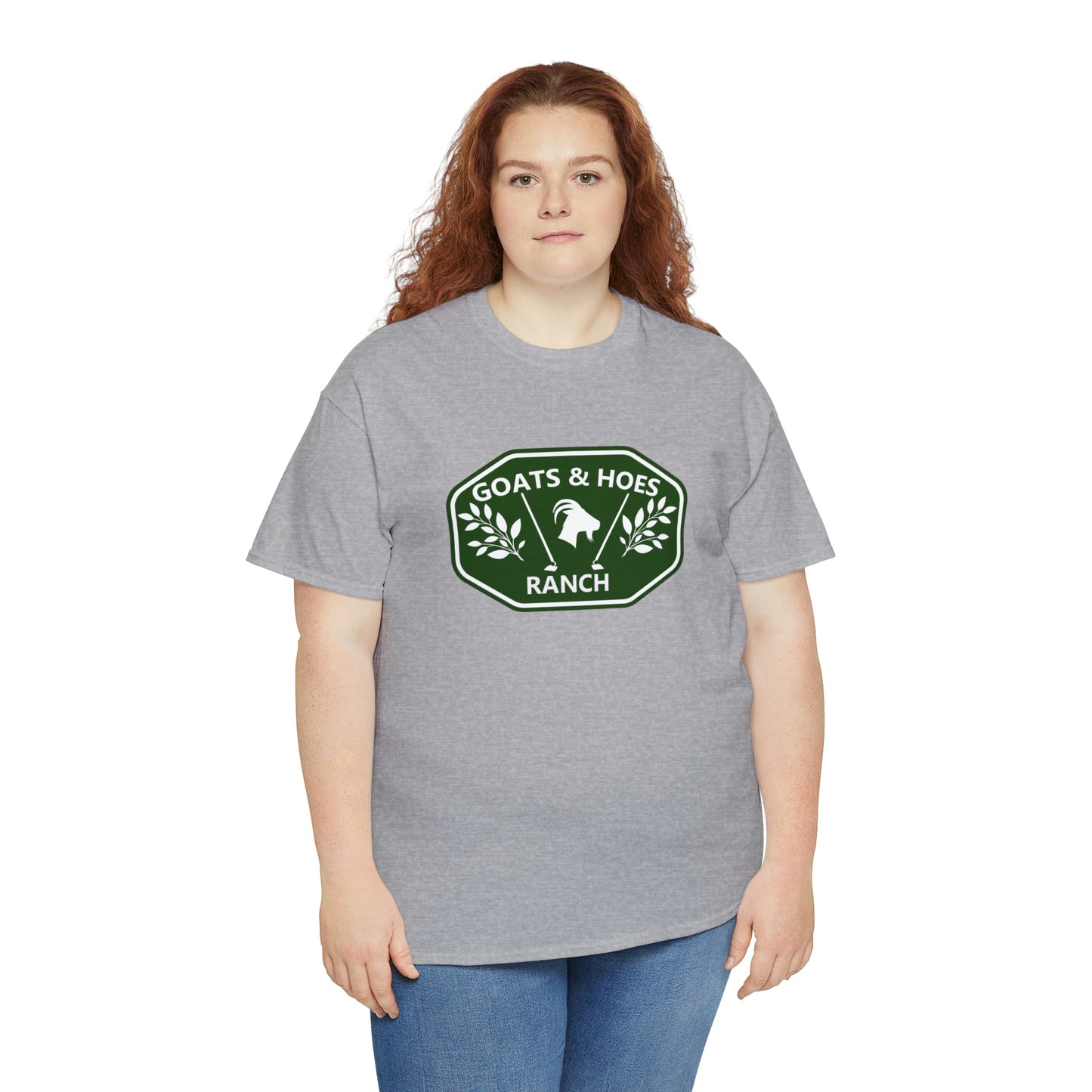 "Goats & Hoes Ranch" One Sided Unisex Heavy Cotton Tee - Printed on Front