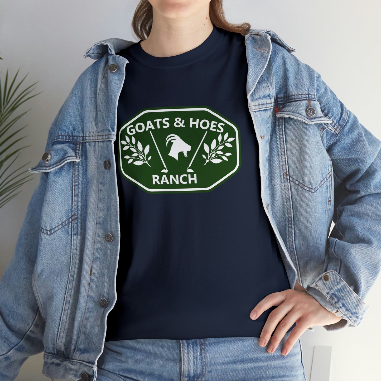 "Goats & Hoes Ranch" One Sided Unisex Heavy Cotton Tee - Printed on Front