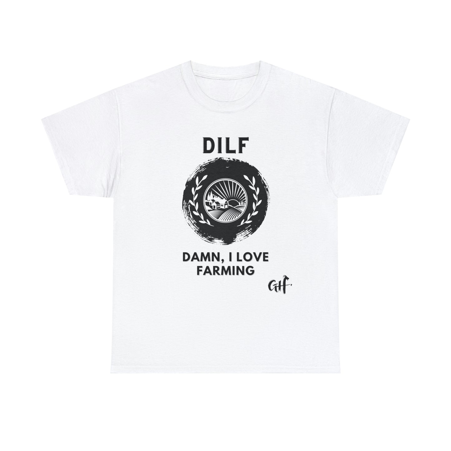 "DILF" One Sided Unisex Heavy Cotton Tee- Printed on Front