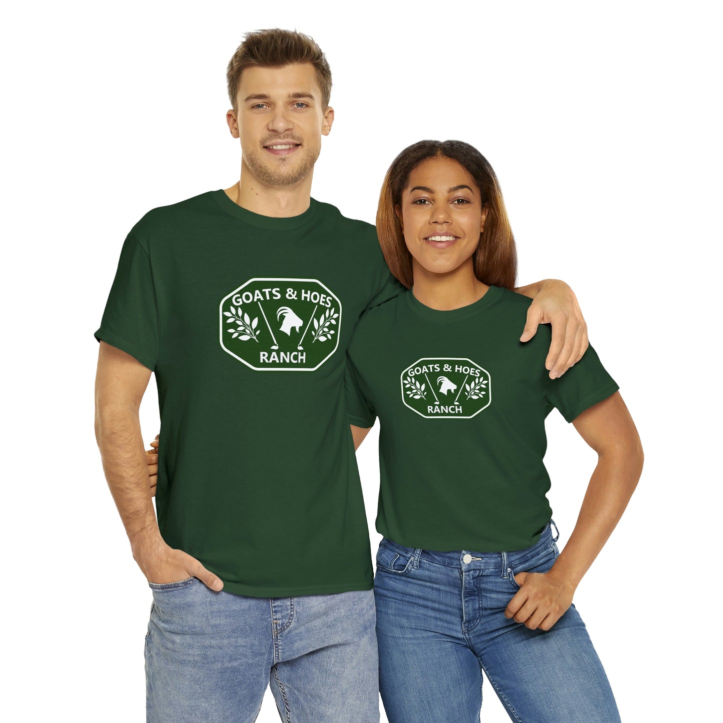 "Goats & Hoes Ranch" One Sided Unisex Heavy Cotton Tee - Printed on Front