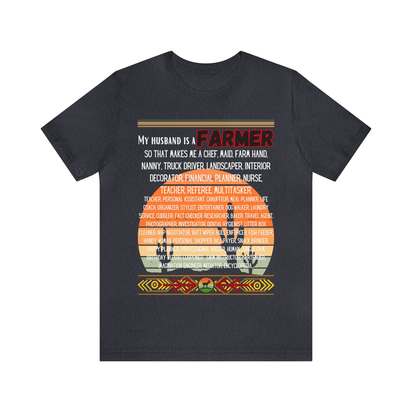 Farmer's Wife (Black Lettering) One Sided Unisex Jersey Short Sleeve Tee (Printed on Front)