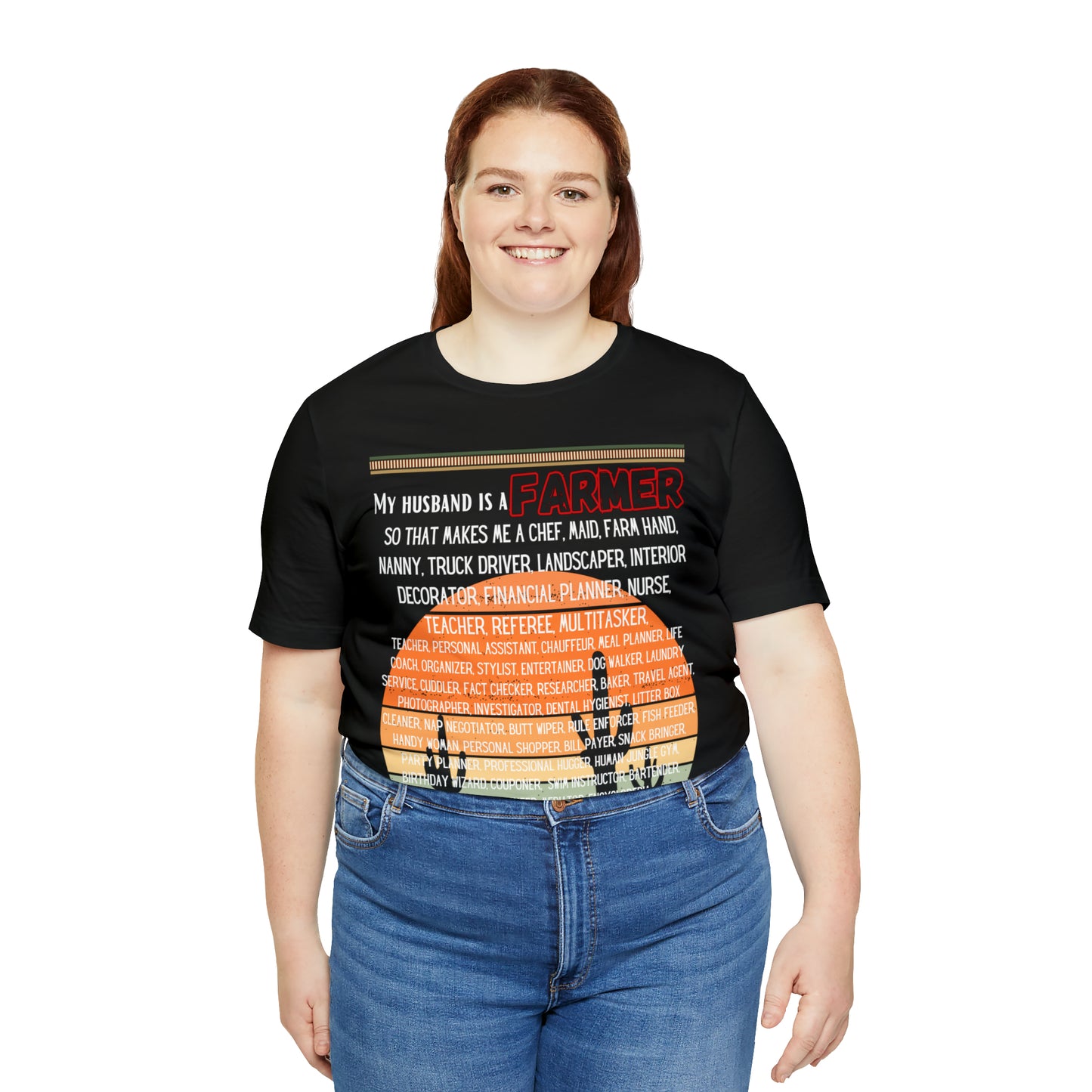 Farmer's Wife (Black Lettering) One Sided Unisex Jersey Short Sleeve Tee (Printed on Front)