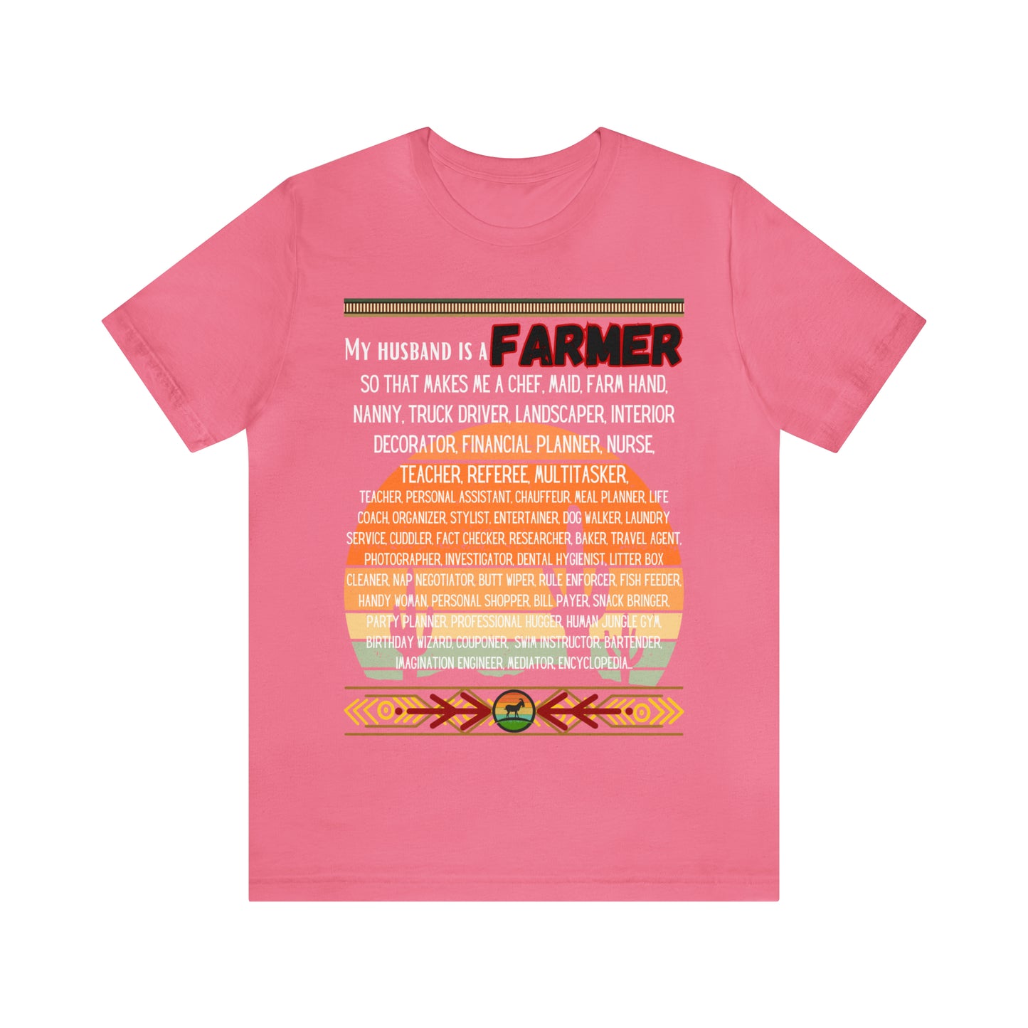 Farmer's Wife (Black Lettering) One Sided Unisex Jersey Short Sleeve Tee (Printed on Front)