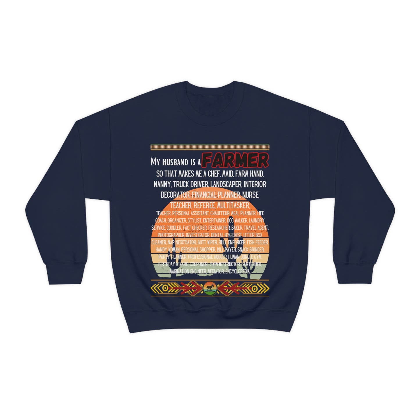 Farmer's Wife (White Lettering) One Sided Unisex Heavy Blend™ Crewneck Sweatshirt (Printed on Front)