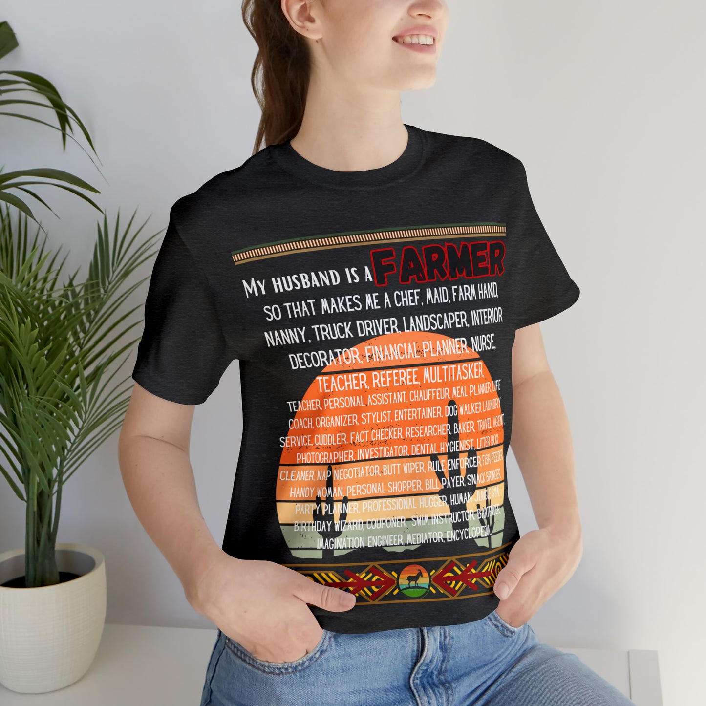 Farmer's Wife (Black Lettering) One Sided Unisex Jersey Short Sleeve Tee (Printed on Front)