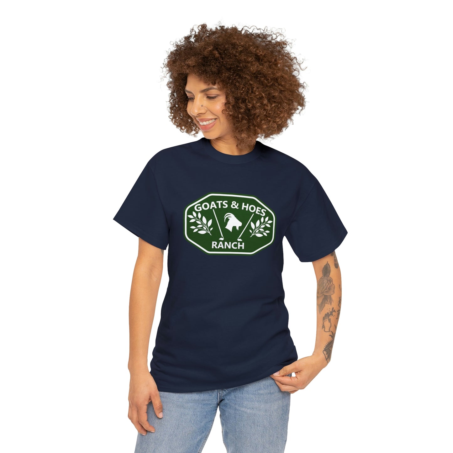 "Goats & Hoes Ranch" One Sided Unisex Heavy Cotton Tee - Printed on Front