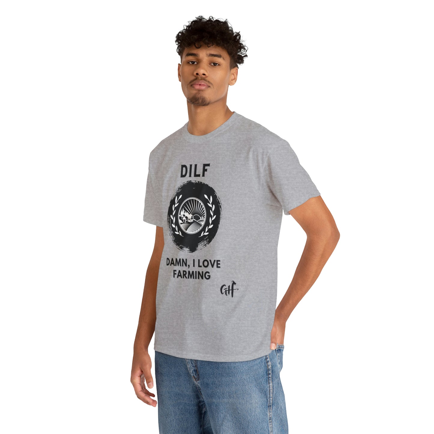 "DILF" One Sided Unisex Heavy Cotton Tee- Printed on Front