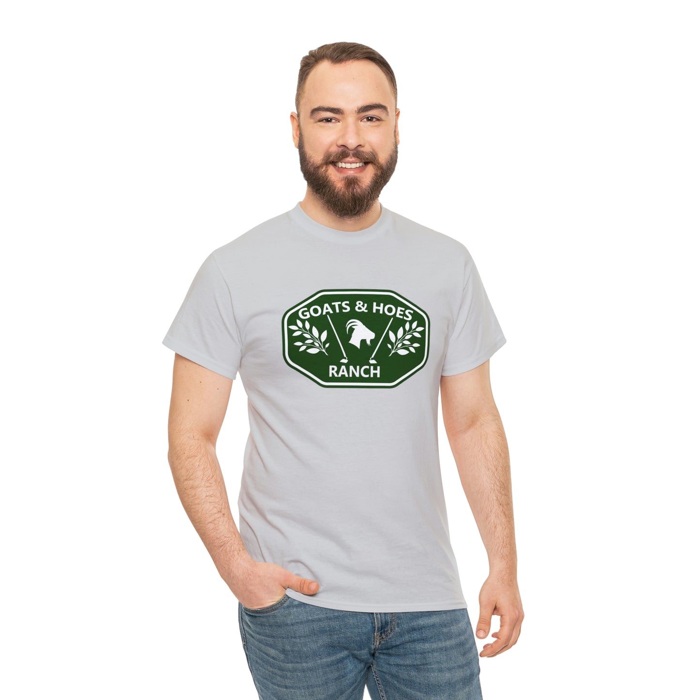 "Goats & Hoes Ranch" One Sided Unisex Heavy Cotton Tee - Printed on Front