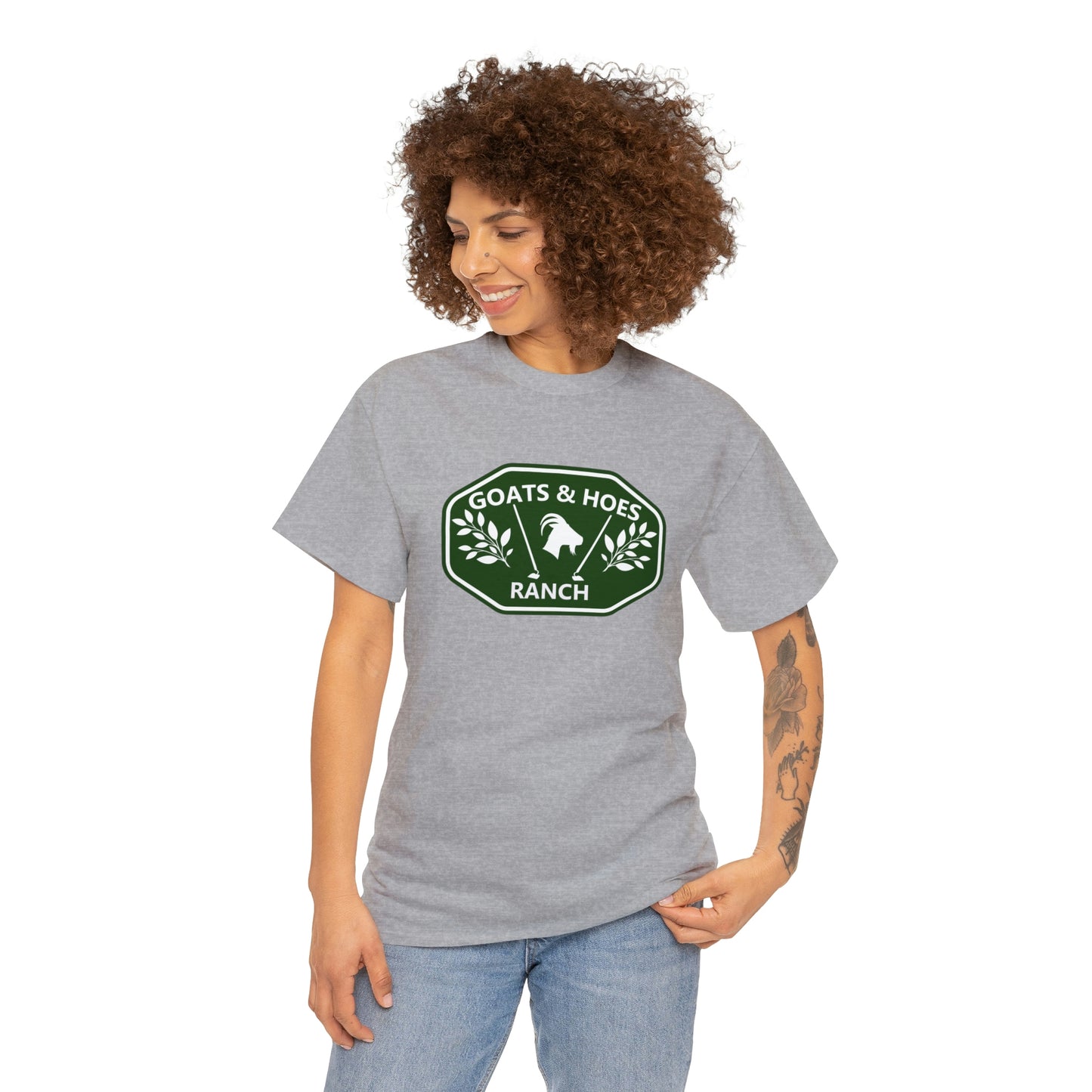"Goats & Hoes Ranch" One Sided Unisex Heavy Cotton Tee - Printed on Front