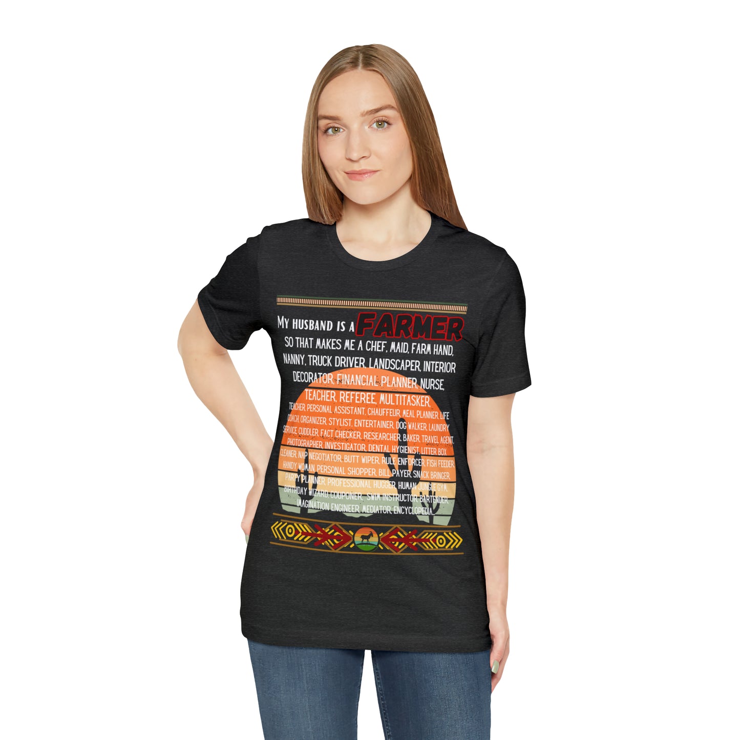 Farmer's Wife (Black Lettering) One Sided Unisex Jersey Short Sleeve Tee (Printed on Front)