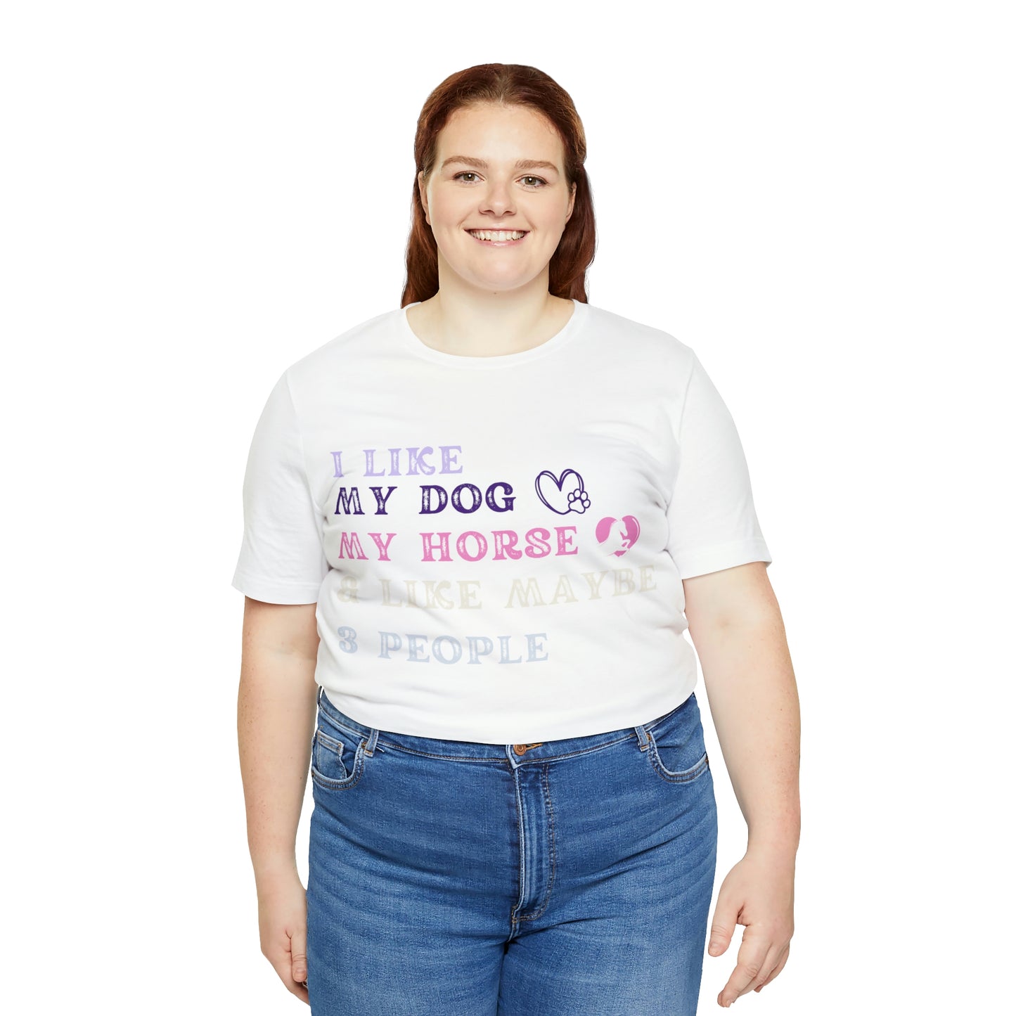 "Dog, Horse & 3 People" One Sided Unisex Jersey Short Sleeve Tee (Printed on Front)