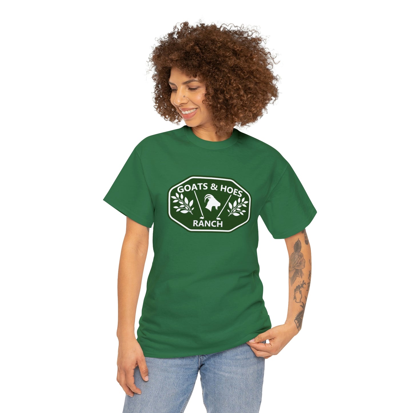 "Goats & Hoes Ranch" One Sided Unisex Heavy Cotton Tee - Printed on Front