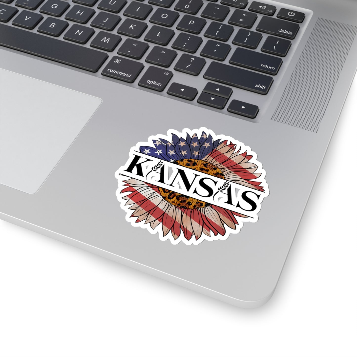Kansas American Flag Colored Sunflower Kiss-Cut Stickers