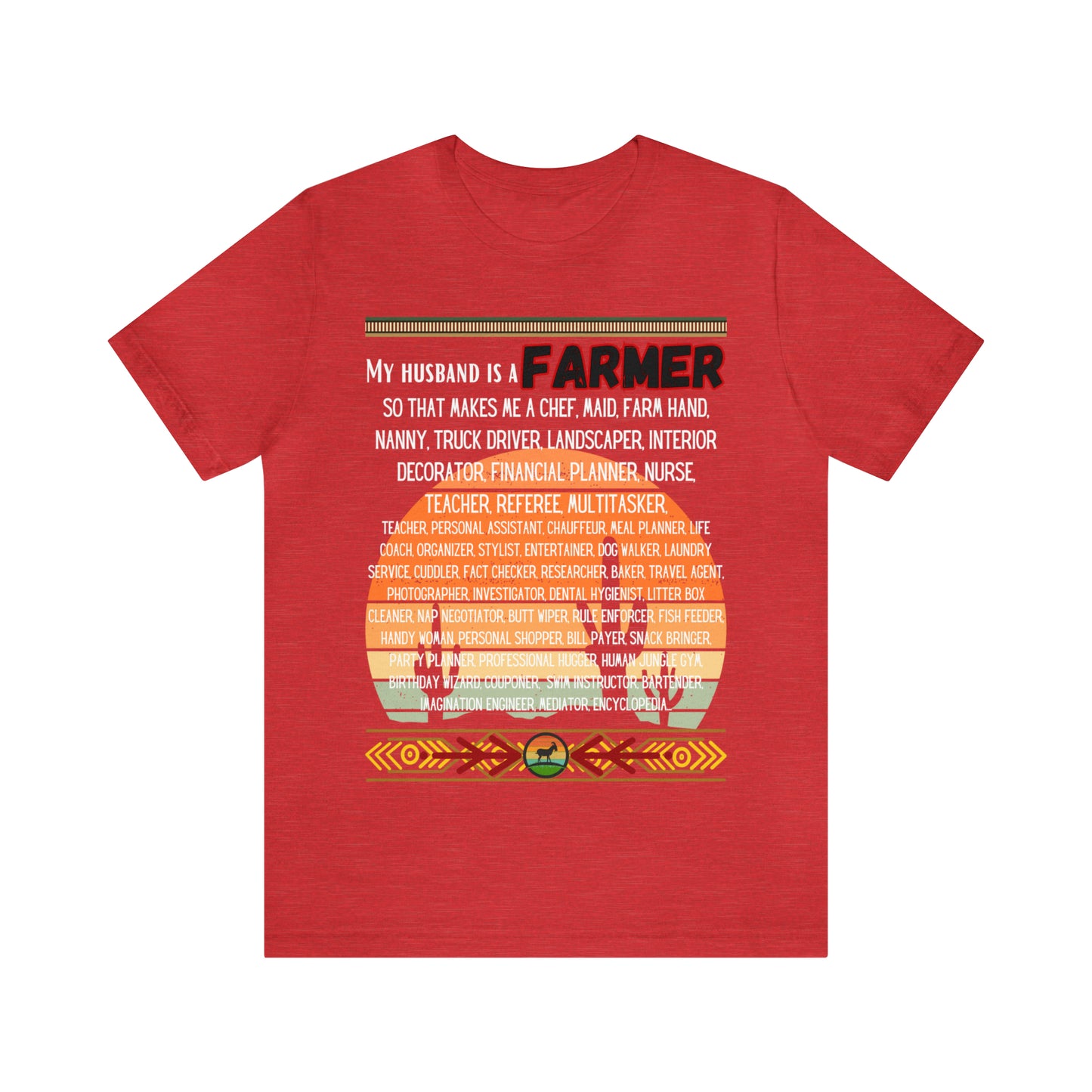 Farmer's Wife (Black Lettering) One Sided Unisex Jersey Short Sleeve Tee (Printed on Front)