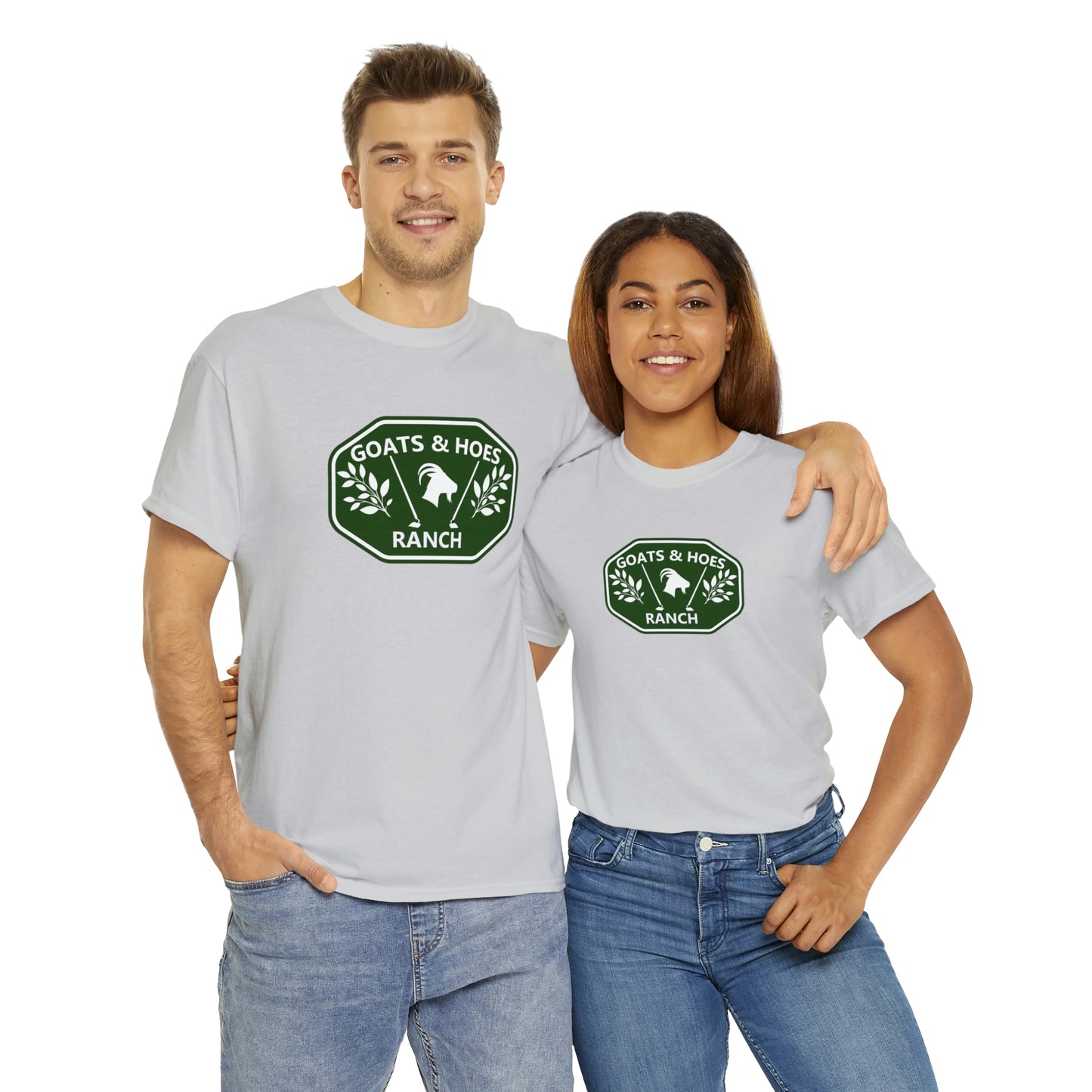 "Goats & Hoes Ranch" One Sided Unisex Heavy Cotton Tee - Printed on Front