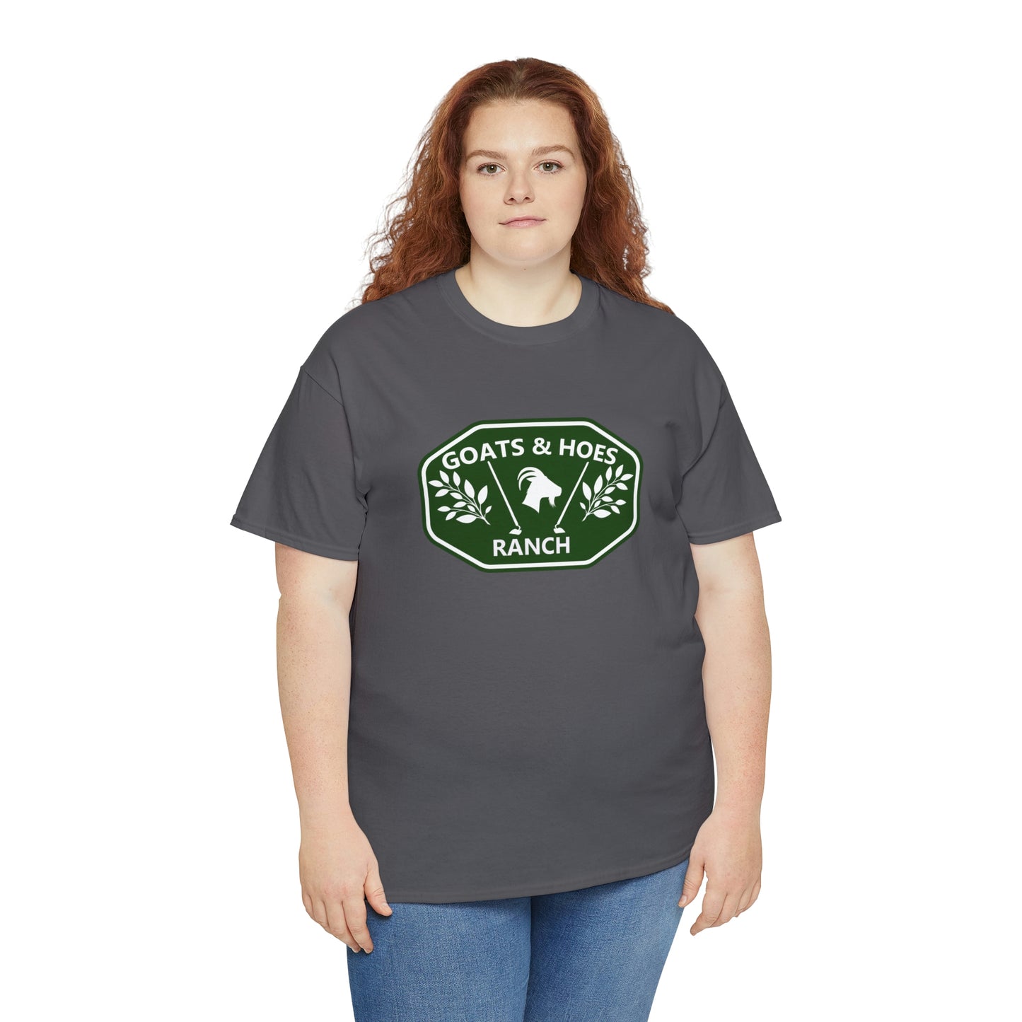 "Goats & Hoes Ranch" One Sided Unisex Heavy Cotton Tee - Printed on Front
