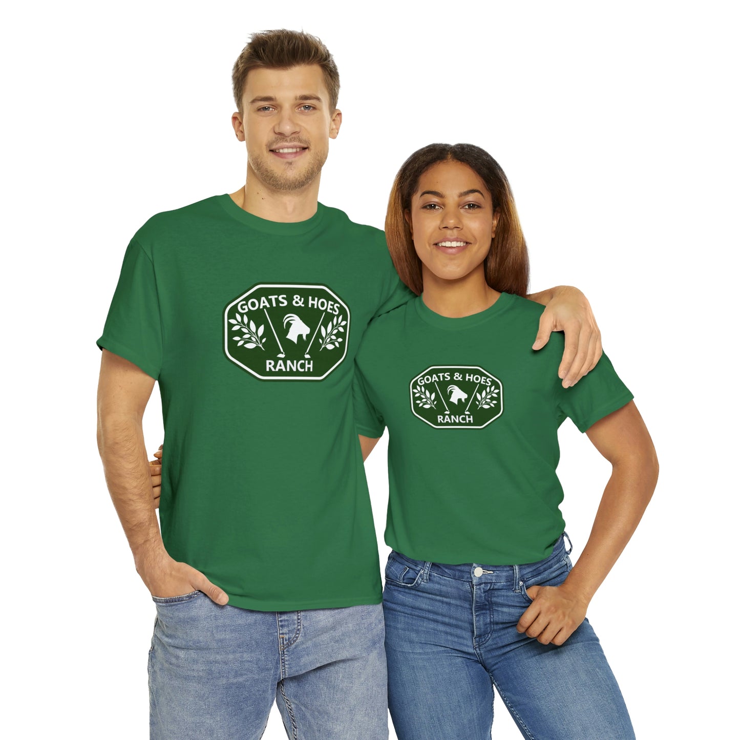 "Goats & Hoes Ranch" One Sided Unisex Heavy Cotton Tee - Printed on Front