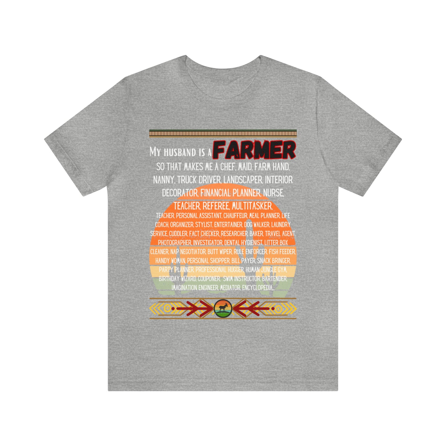 Farmer's Wife (Black Lettering) One Sided Unisex Jersey Short Sleeve Tee (Printed on Front)