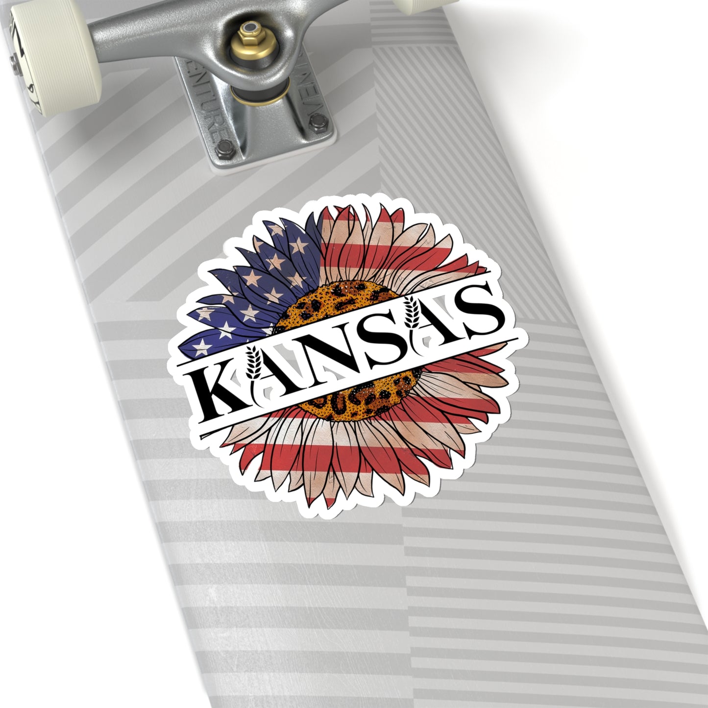 Kansas American Flag Colored Sunflower Kiss-Cut Stickers