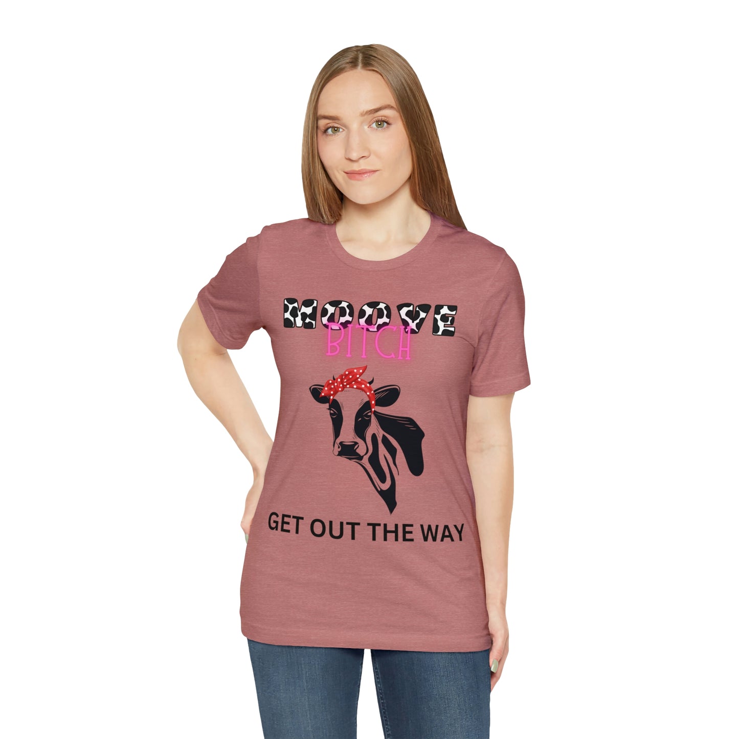 Funny Farming Cow Shirt- One Sided Unisex Jersey Short Sleeve Tee (Printed on back) Moove Bitch
