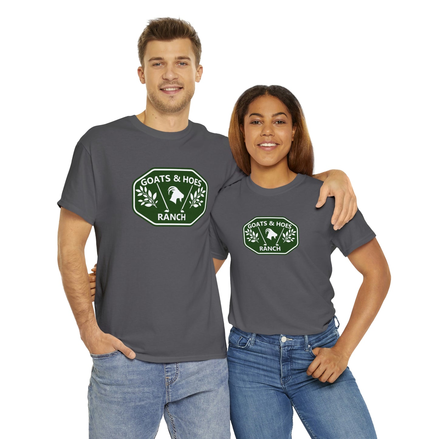 "Goats & Hoes Ranch" One Sided Unisex Heavy Cotton Tee - Printed on Front