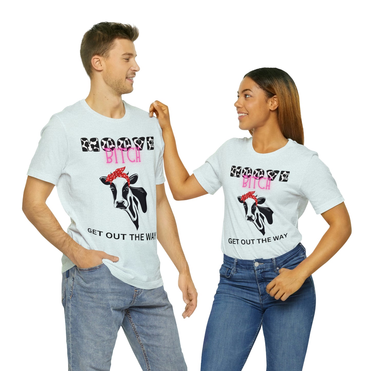 Funny Farming Cow Shirt- One Sided Unisex Jersey Short Sleeve Tee (Printed on back) Moove Bitch